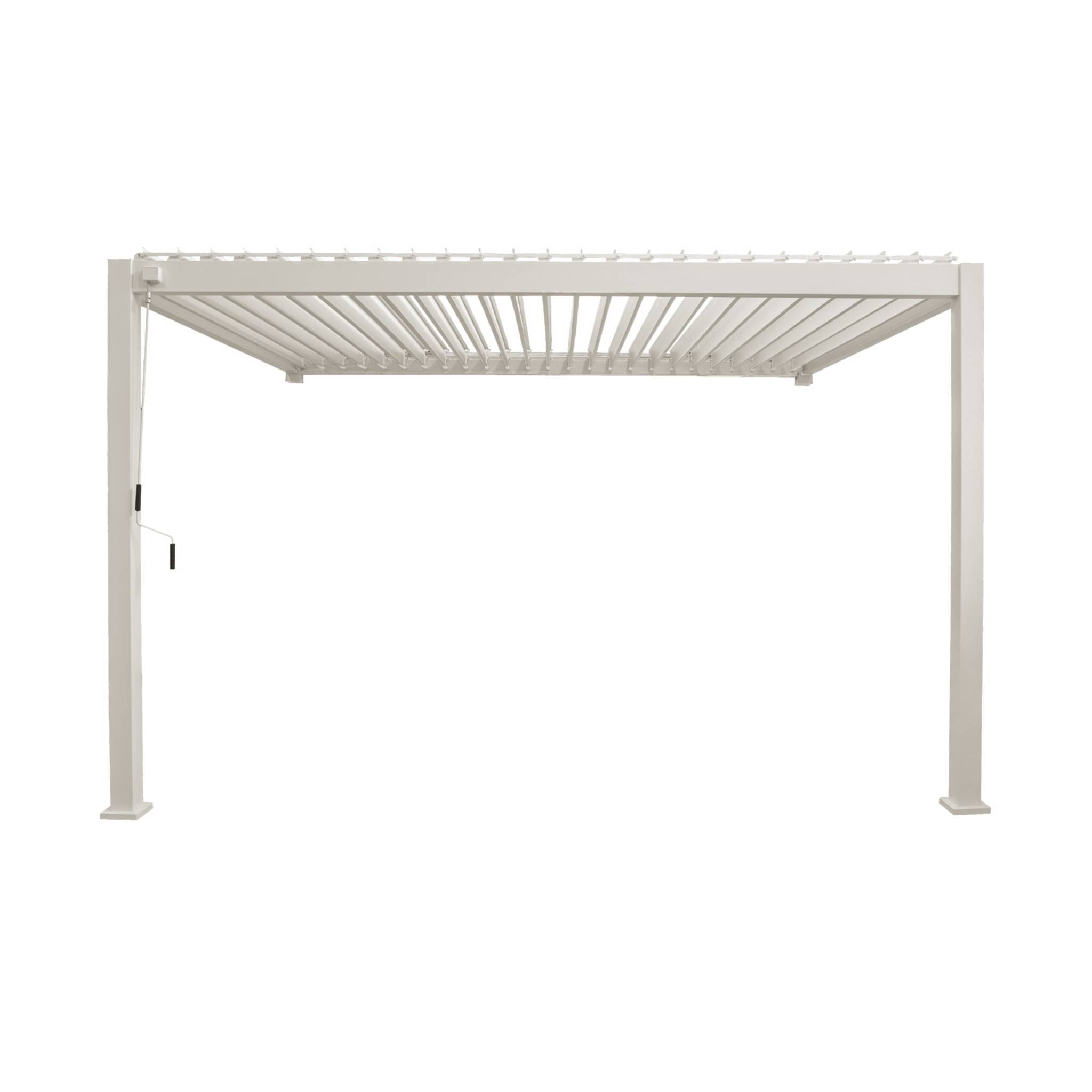 Pergola bioclimatica 3x4m in alluminio addossata, lame orientabili ,