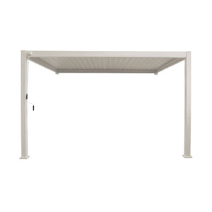 Pergola bioclimatica 3x4m in alluminio addossata, lame orientabili ,