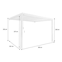 Pergola bioclimatica 3x4m in alluminio addossata, lame orientabili ,