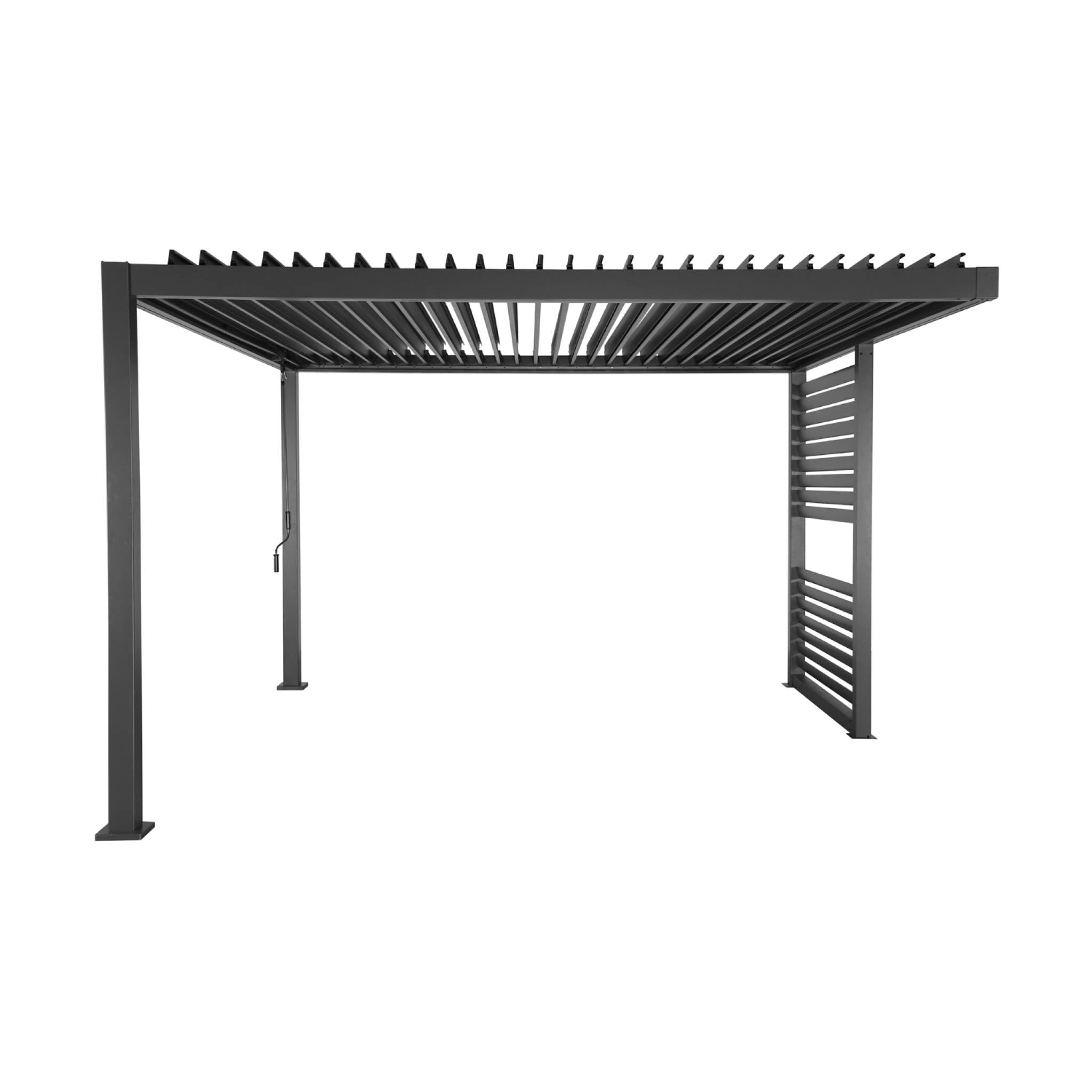 Pergola bioclimatica in alluminio e acciaio con lamelle orientabili e