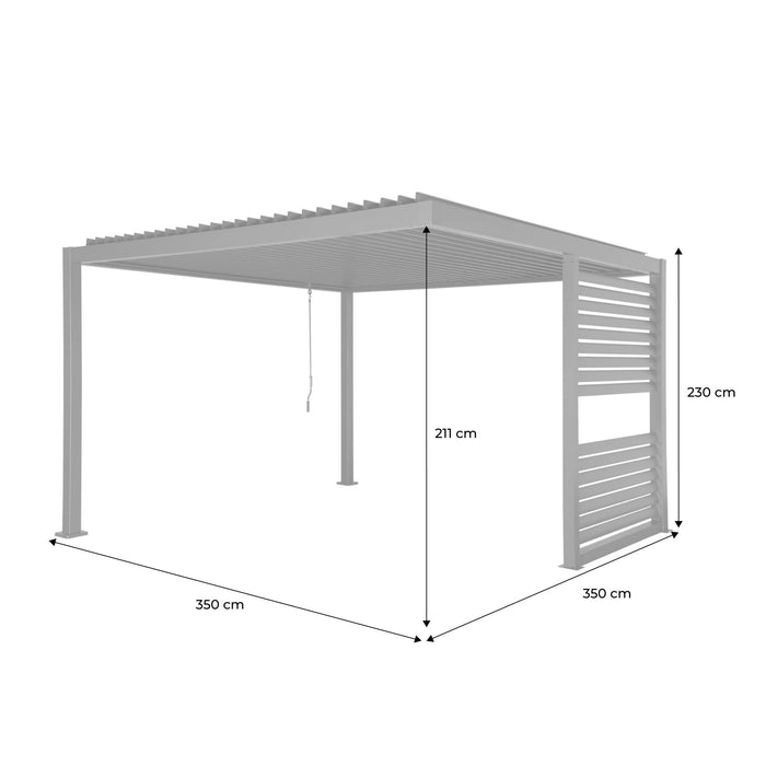 Pergola bioclimatica in alluminio e acciaio con lamelle orientabili e