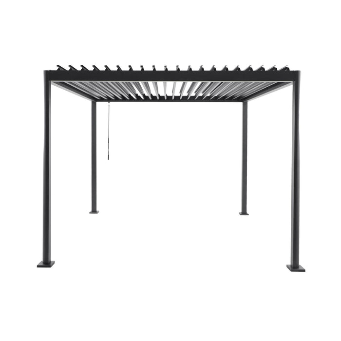 Pergola bioclimatica 3x3m in alluminio e acciaio, lamelle orientabili,