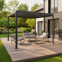 Pergola bioclimatica 3x3m in alluminio e acciaio, lamelle orientabili,