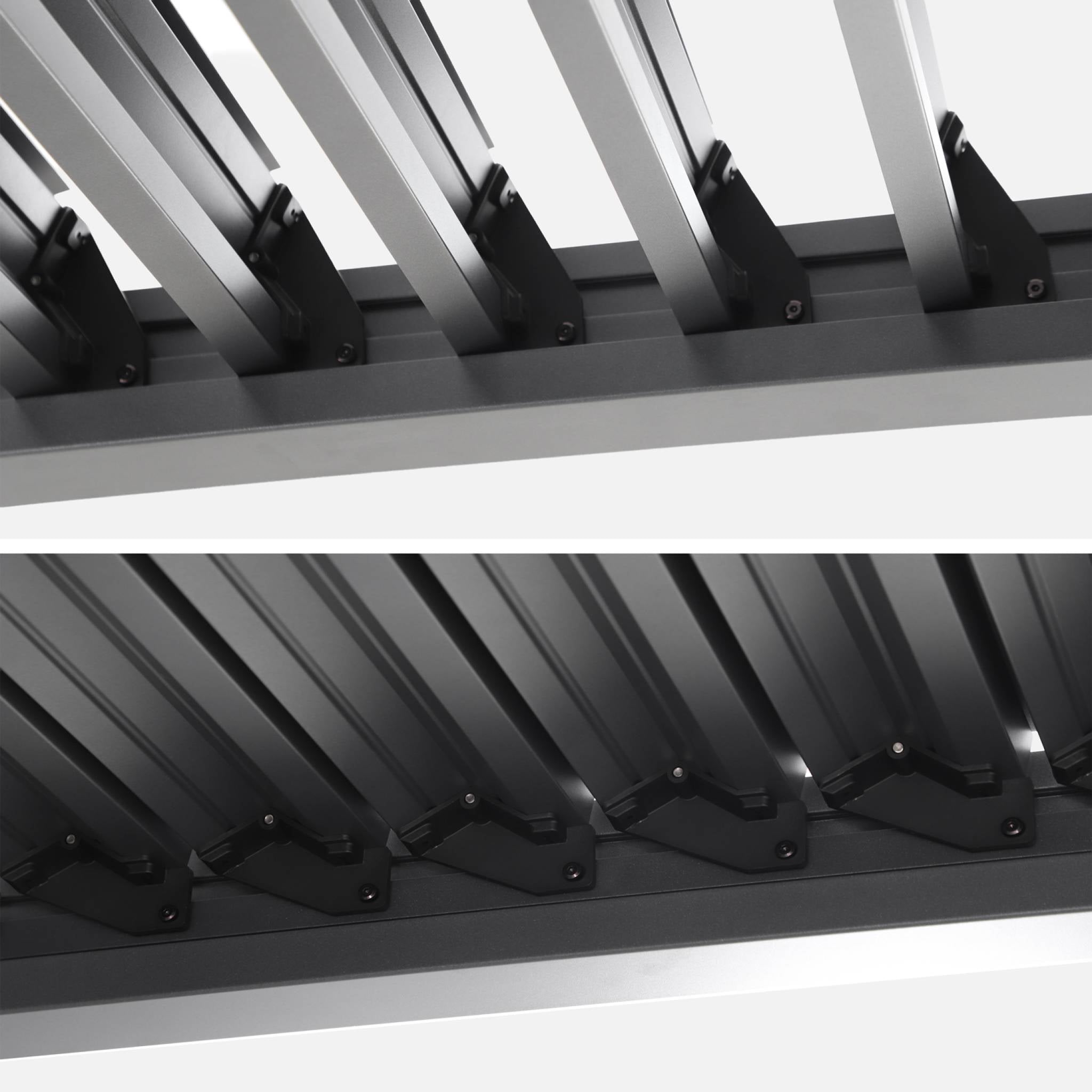 Pergola bioclimatica 3x3m in alluminio e acciaio, lamelle orientabili,