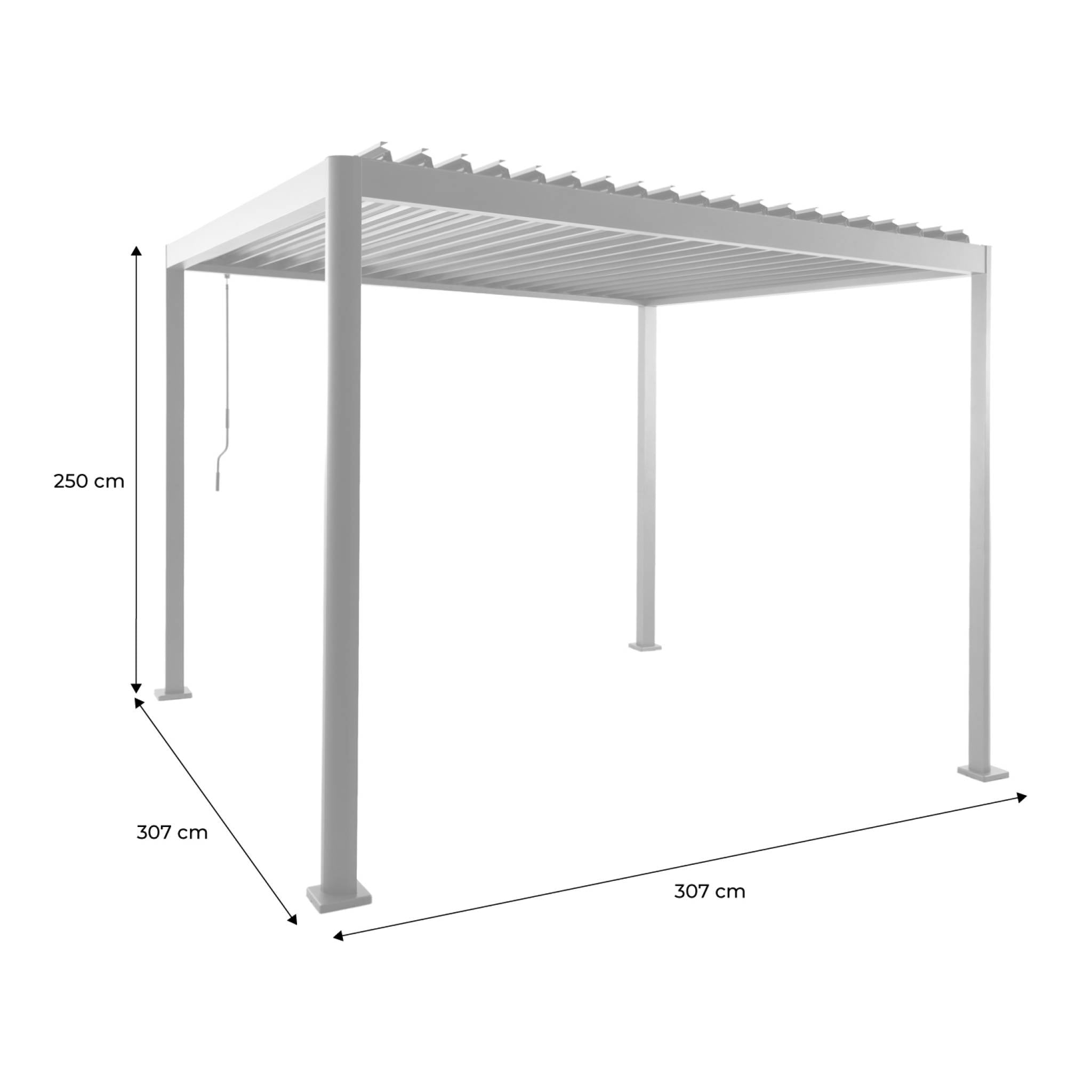 Pergola bioclimatica 3x3m in alluminio e acciaio, lamelle orientabili,