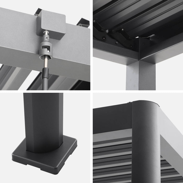 Pergola bioclimatica 3x4m in alluminio e acciaio con lamelle