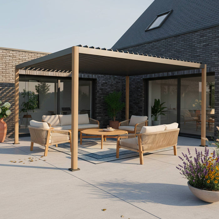 Pergola bioclimatica 3x4m in alluminio e acciaio con lamelle