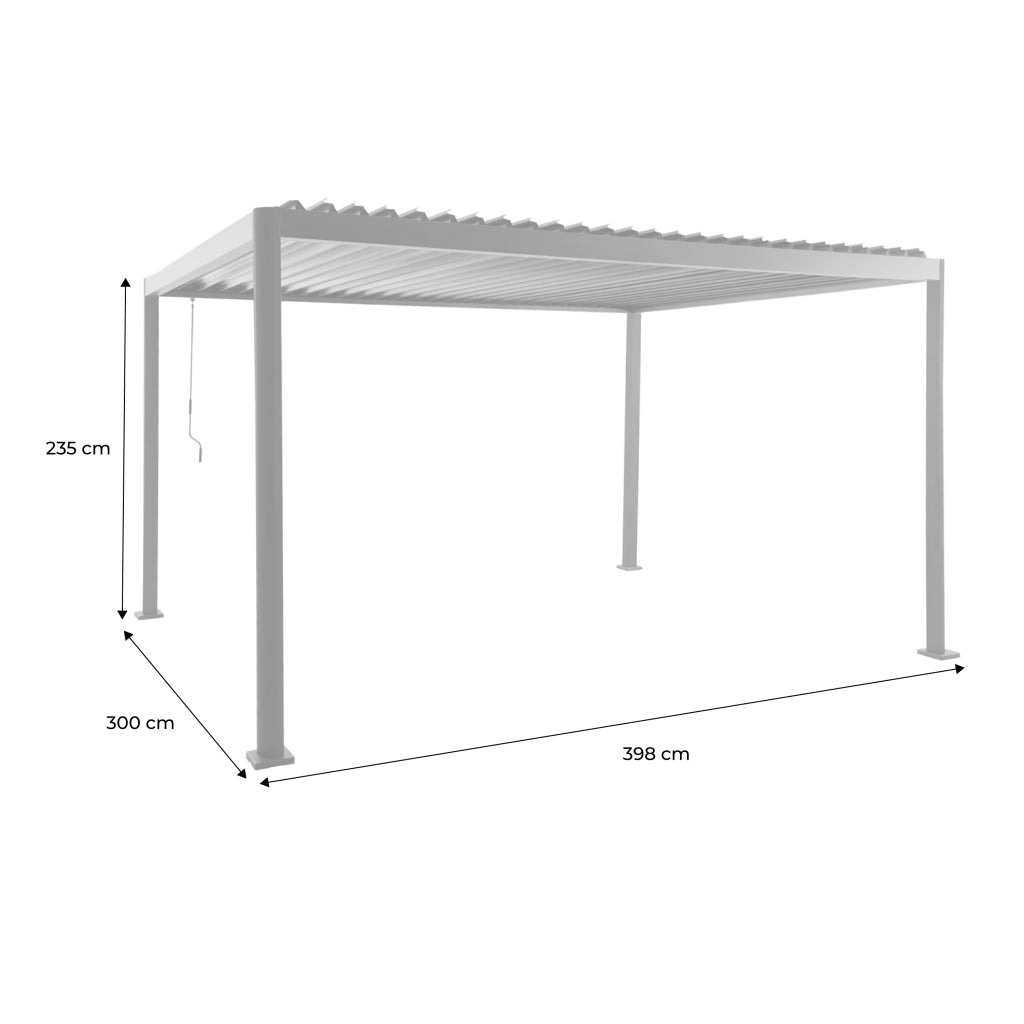 Pergola bioclimatica 3x4m in alluminio e acciaio con lamelle