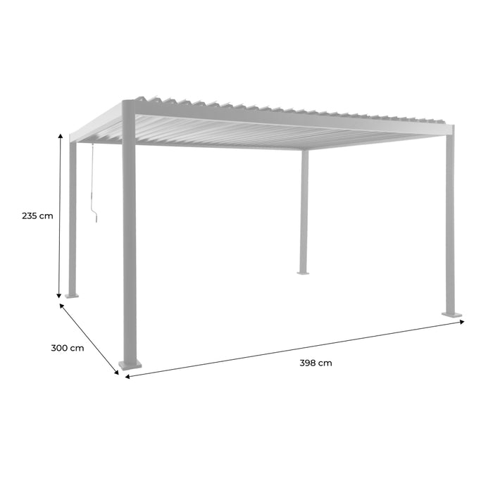 Pergola bioclimatica 3x4m in alluminio e acciaio con lamelle