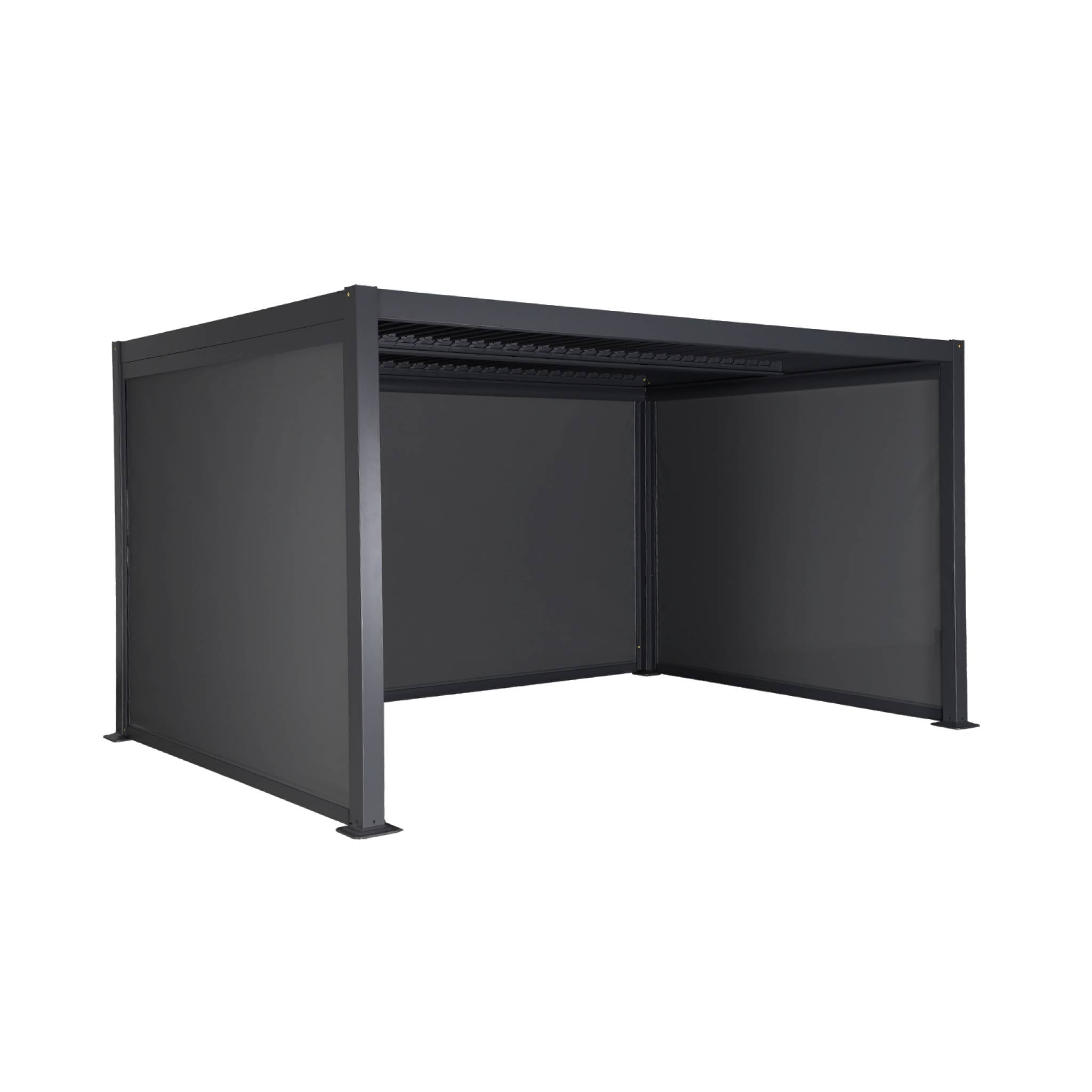 Pergola bioclimatica 3x4m in alluminio e acciaio + 2 tende 3m + 1