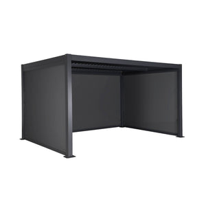 Pergola bioclimatica 3x4m in alluminio e acciaio + 2 tende 3m + 1