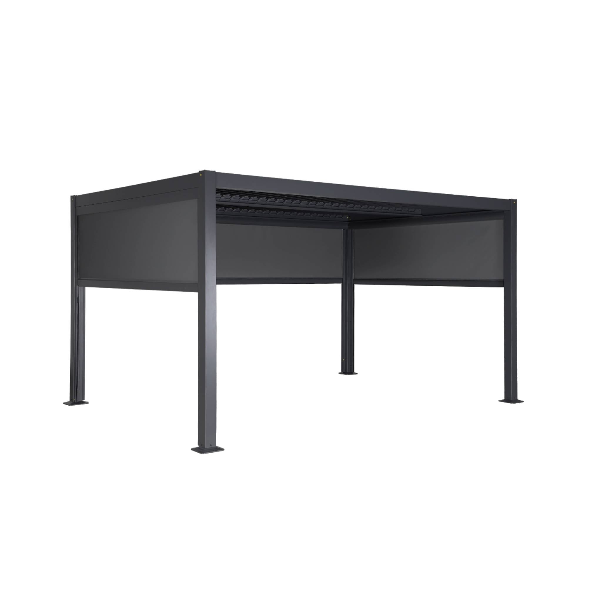 Pergola bioclimatica 3x4m in alluminio e acciaio + 2 tende 3m + 1