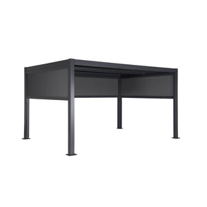 Pergola bioclimatica 3x4m in alluminio e acciaio + 2 tende 3m + 1