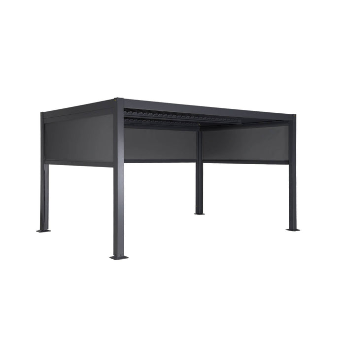 Pergola bioclimatica 3x4m in alluminio e acciaio + 2 tende 3m + 1