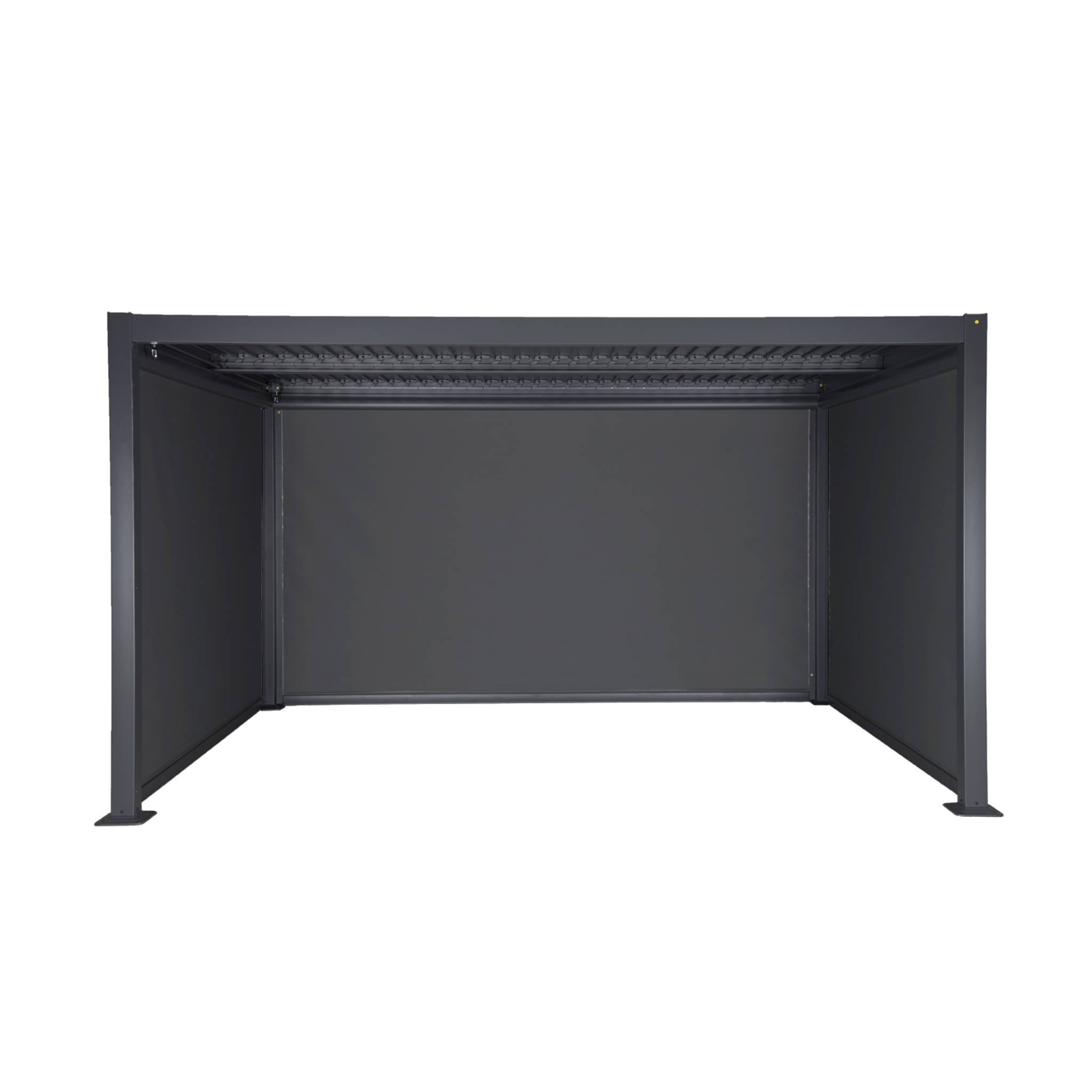 Pergola bioclimatica 3x4m in alluminio e acciaio + 2 tende 3m + 1