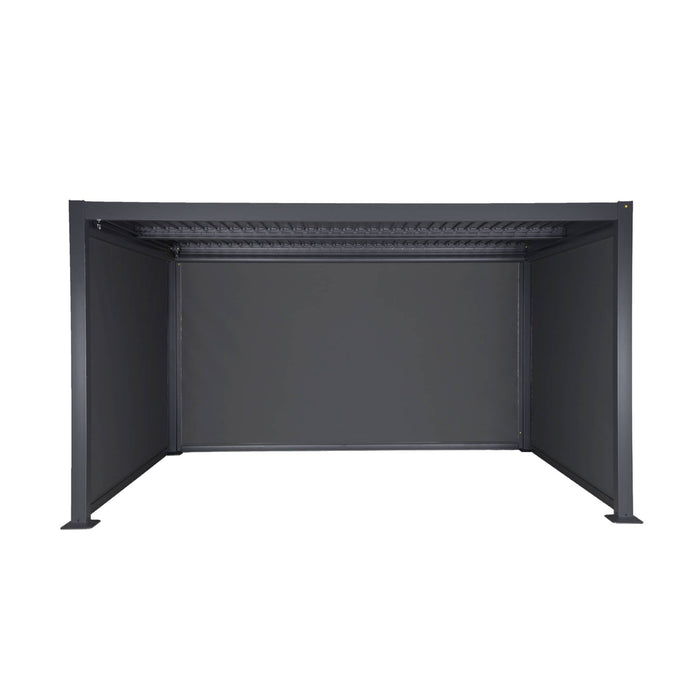 Pergola bioclimatica 3x4m in alluminio e acciaio + 2 tende 3m + 1