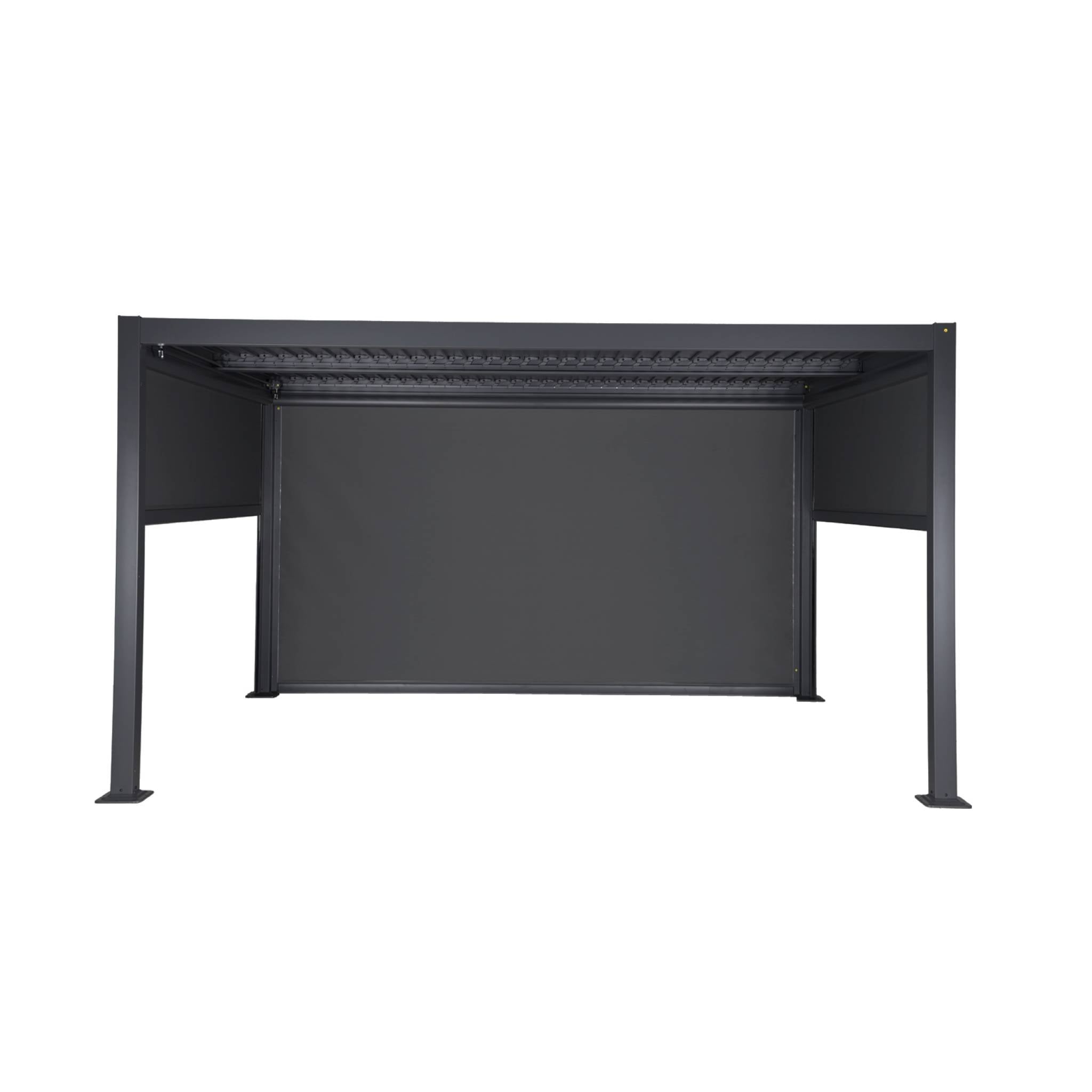 Pergola bioclimatica 3x4m in alluminio e acciaio + 2 tende 3m + 1