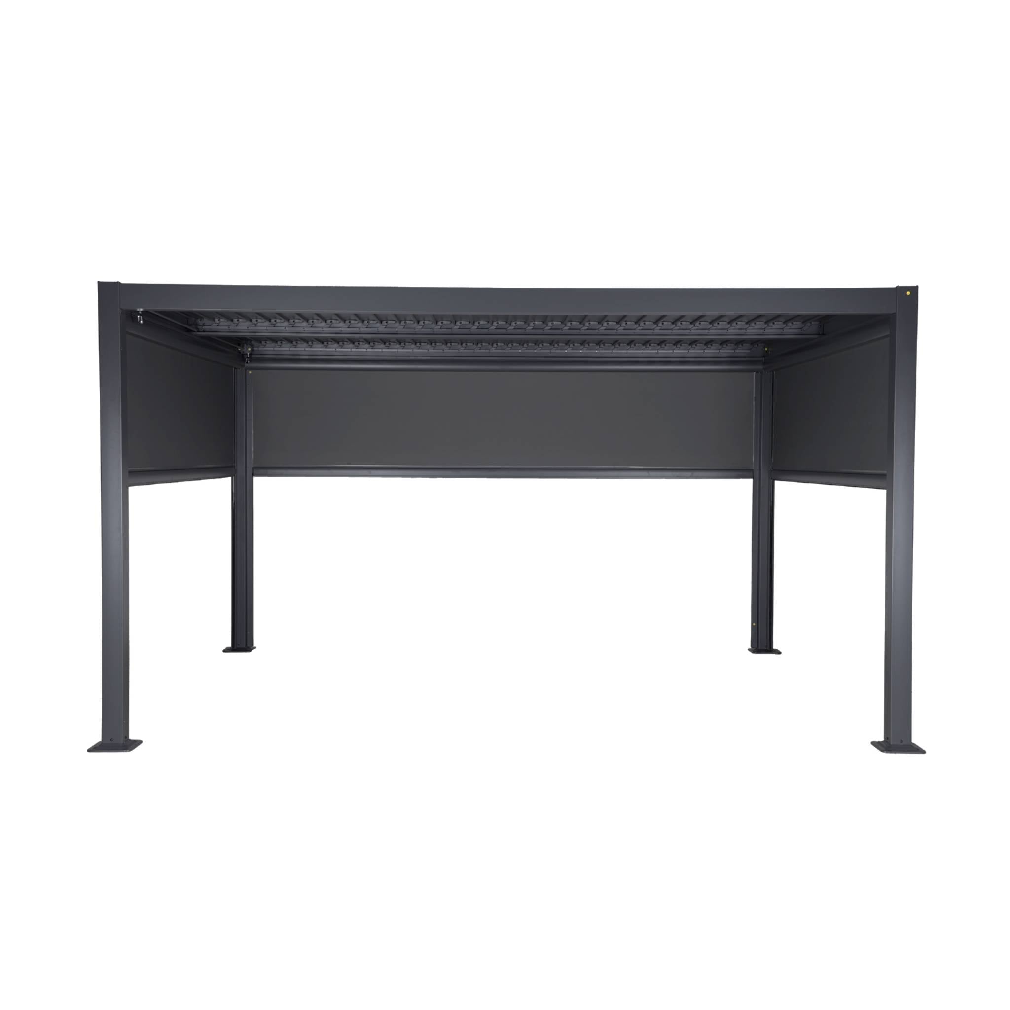 Pergola bioclimatica 3x4m in alluminio e acciaio + 2 tende 3m + 1