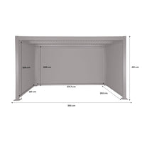 Pergola bioclimatica 3x4m in alluminio e acciaio + 2 tende 3m + 1