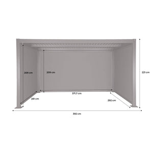 Pergola bioclimatica 3x4m in alluminio e acciaio + 2 tende 3m + 1