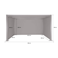 Pergola bioclimatica 3x4m in alluminio e acciaio + 2 tende 3m + 1
