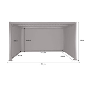 Pergola bioclimatica 3x4m in alluminio e acciaio + 2 tende 3m + 1