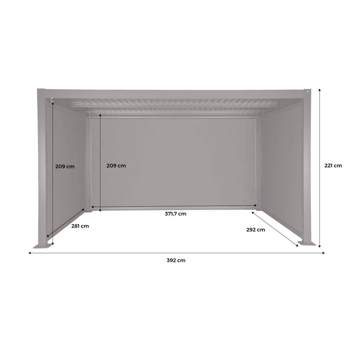 Pergola bioclimatica 3x4m in alluminio e acciaio + 2 tende 3m + 1
