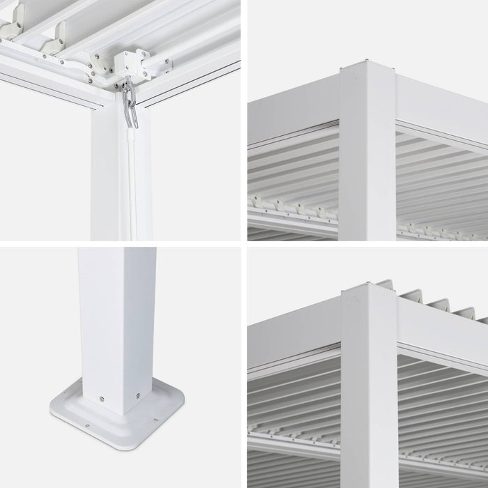 Pergola bioclimatica 3x3m alluminio e acciaio, lamelle orientabili,