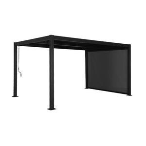 Pergola bioclimatica 3x4m in alluminio e acciaio  + tenda 3m, nero