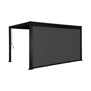 Pergola bioclimatica 3x4m in alluminio e acciaio + tenda 4m, nero
