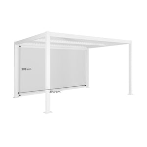 Pergola bioclimatica 3x4m in alluminio e acciaio + tenda 4m, nero