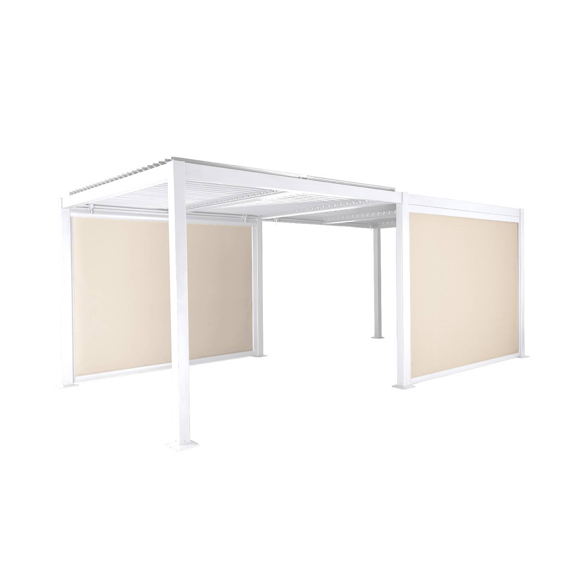 Pergola bioclimatica in alluminio e acciaio 3x6m + accessori, bianco
