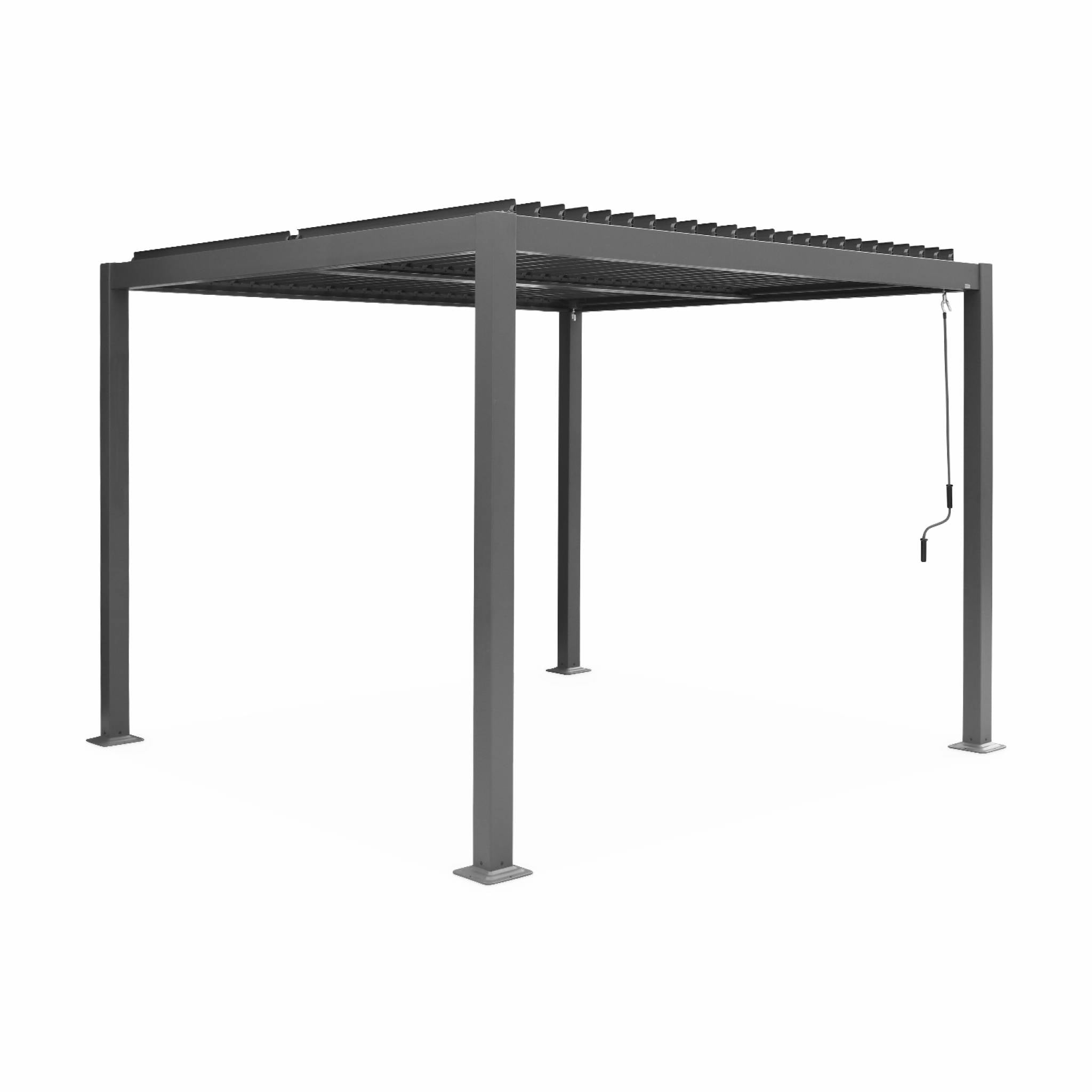Pergola bioclimatica 3x3m alluminio e acciaio, lamelle orientabili,