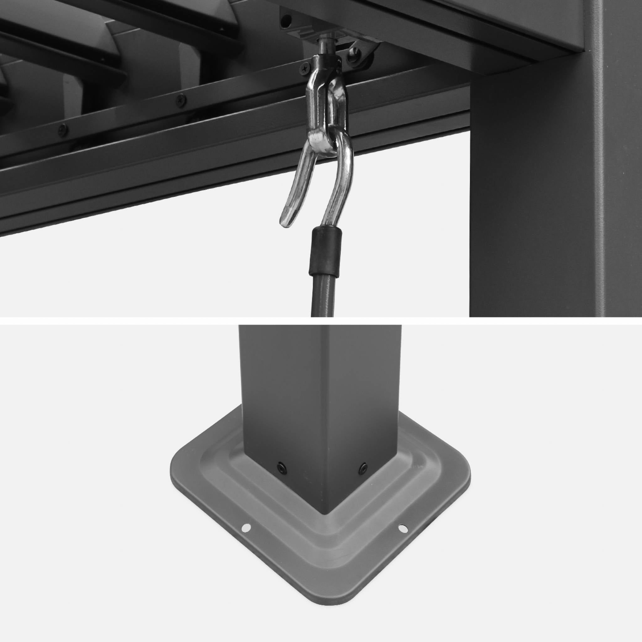 Pergola bioclimatica 3x3m alluminio e acciaio, lamelle orientabili,