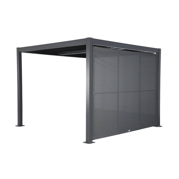 Pergola bioclimatica 3x3m in alluminio e acciaio  + tenda 3m,