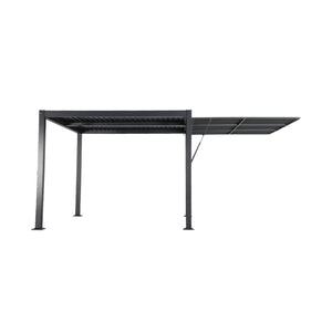 Pergola bioclimatica 3x3m in alluminio e acciaio  + tenda 3m,