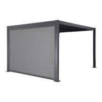 Pergola bioclimatica 3x3m in alluminio e acciaio + tenda 3m, antracite