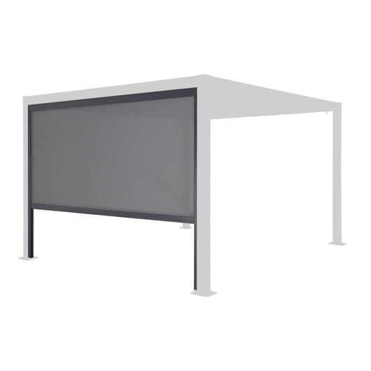 Pergola bioclimatica 3x3m in alluminio e acciaio + tenda 3m, antracite