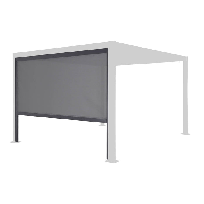 Pergola bioclimatica 3x3m in alluminio e acciaio + tenda 3m, antracite