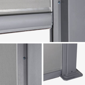 Pergola bioclimatica 3x3m in alluminio e acciaio + tenda 3m, antracite