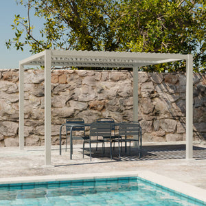 Pergola bioclimatica 3x3m alluminio e acciaio, lamelle orientabili,