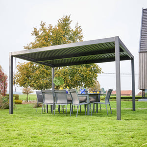Pergola bioclimatica 3x4m in alluminio e acciaio, lame orientabili ,