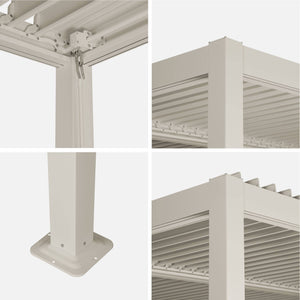 Pergola bioclimatica 3x4m in alluminio e acciaio, lame orientabili ,