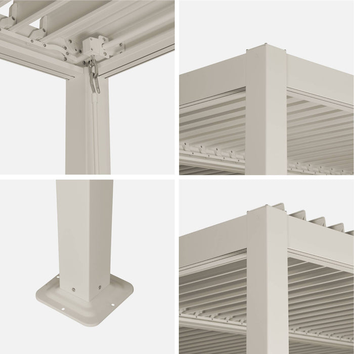 Pergola bioclimatica 3x4m in alluminio e acciaio, lame orientabili ,