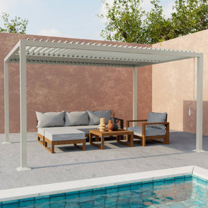 Pergola bioclimatica 3x4m in alluminio e acciaio, lame orientabili ,