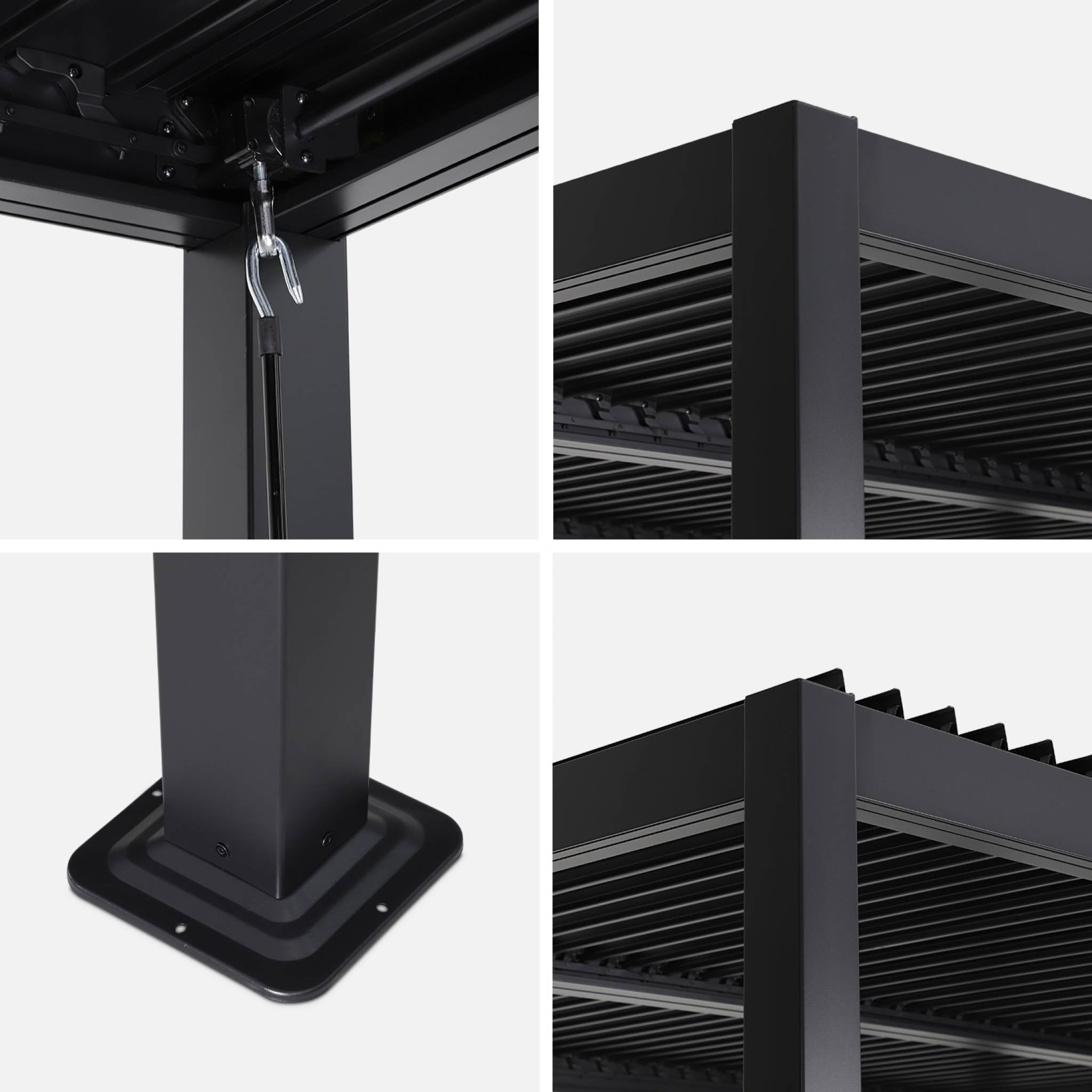 Pergola bioclimatica 3x4m in alluminio e acciaio, lame orientabili ,