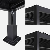 Pergola bioclimatica 3x4m in alluminio e acciaio, lame orientabili ,