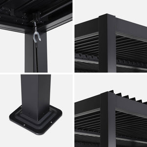 Pergola bioclimatica 3x4m in alluminio e acciaio, lame orientabili ,