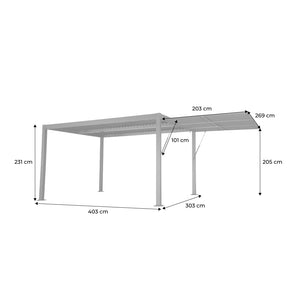 Pergola bioclimatica in alluminio e acciaio 4x3m + tenda 3m palace,
