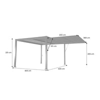 Pergola bioclimatica in alluminio e acciaio 4x3m + tenda 4m palace,